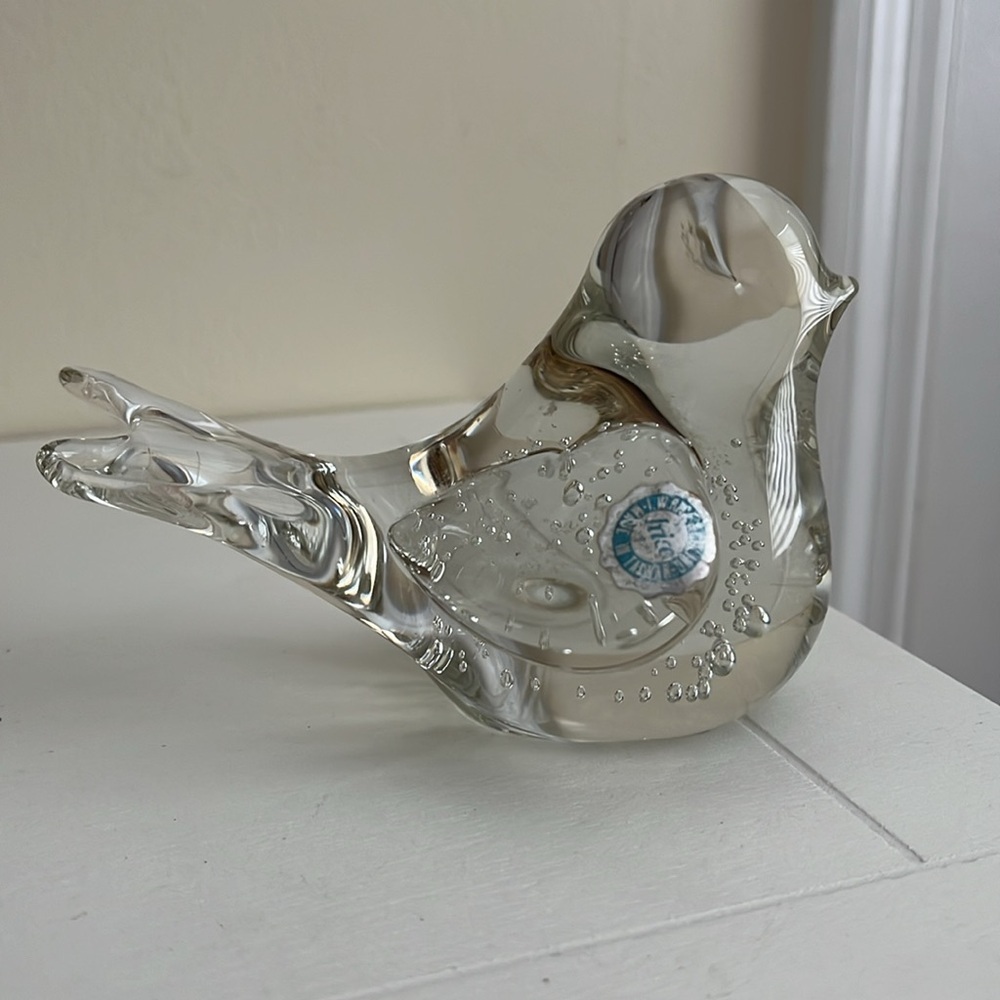 VINTAGE GLASS HAND BLOWN BIRD FIGURINE DECOR PAPER WEIGHT - Picture 3 of 7